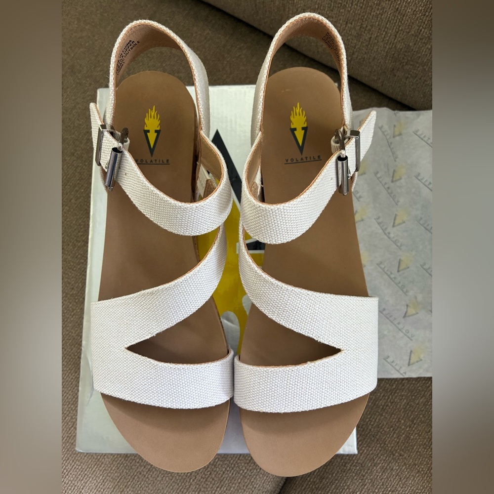 Volatile Biloxi NEW White Wedge Sandals Women’s size 11